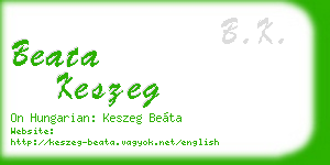 beata keszeg business card