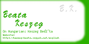 beata keszeg business card